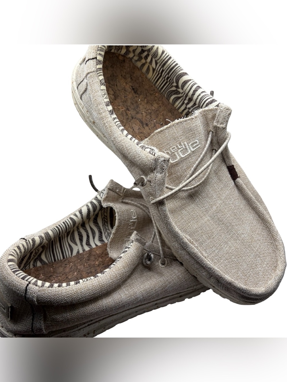 Hey Dude Wally Linen Slip-On Shoes in Beige Mens 7
